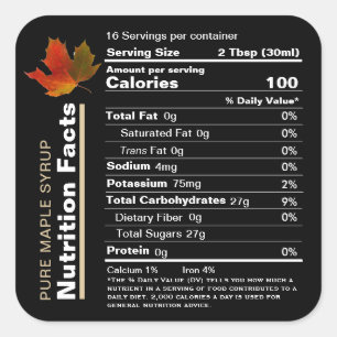 Maple Syrup Editable Nutrition Facts etikett