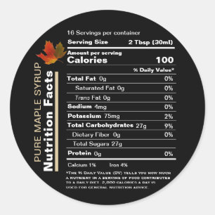 Maple Syrup Editable Nutrition Facts etikett
