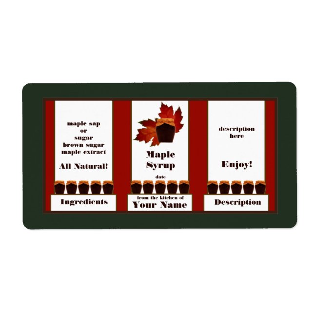 Maple Syrup-etikett 3 Fraktsedel (Framsidan)