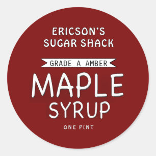 MAPLE SYRUP ETIKETT RÖD MED BANNER