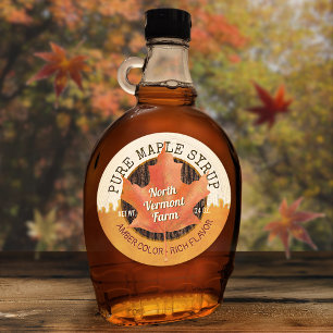 Maple Syrup Fall Löv Anpassningsbar Business Burk Runt Klistermärke