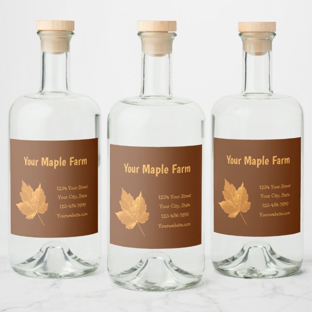 Maple Syrup Farm Amber Gult Brown Land Rustic Spritflaskor Etikett (Flaskor)