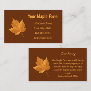 Maple Syrup Farm Amber Gult Brown Land Rustic Visitkort