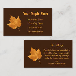 Maple Syrup Farm Amber Gult Mörk Brown Rustic Visitkort
