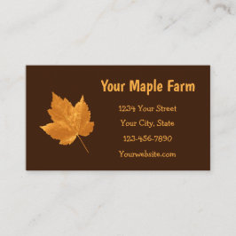 Maple Syrup Farm Amber Gult Mörk Brown Rustic Visitkort