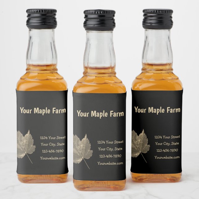Maple Syrup Farm Beige Black Land Rustic Spritflaskor Etikett (Flaskor)
