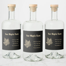 Maple Syrup Farm Beige Black Land Rustic Spritflaskor Etikett