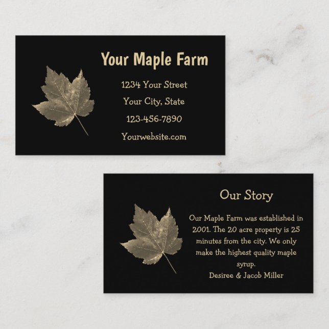 Maple Syrup Farm Beige Black Land Rustic Visitkort (Fram/baksida)