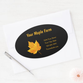 Maple Syrup Farm Guld Gult Black Rustic Land Ovalt Klistermärke