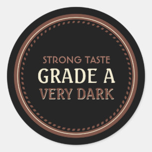 Maple Syrup Grading Label Väldigt Mörk Black Guld Runt Klistermärke