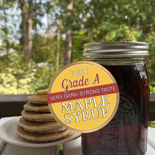 Maple Syrup Grading Lid Label Guld Gräns Runt Klistermärke