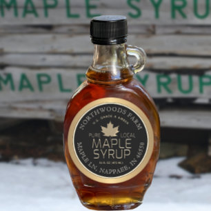 Maple Syrup Guld Löv Anpassningsbar Black Guld Grä Runt Klistermärke