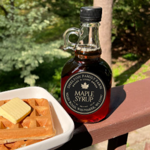 Maple Syrup Guld och Black Maple Löv Anpassningsba Runt Klistermärke