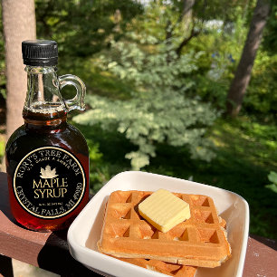 Maple Syrup Guld och Black Maple Löv Anpassningsba Runt Klistermärke
