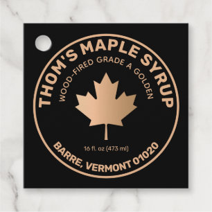 Maple Syrup Guld och Black Maple Löv Classic Roun Gåvor Etiketter