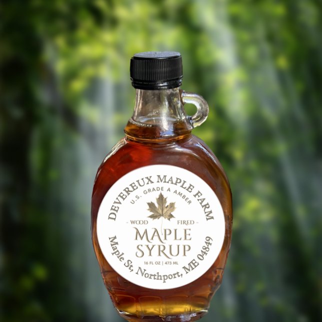 Maple Syrup Guld Sugar Maple Löv på vit etikett (Skapare uppladdad)