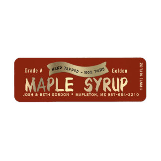 Maple Syrup Jar Tag with Metallic Gold Drip Font  Returadress Etikett