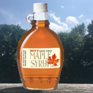 Maple Syrup Jug Label Ivory med Orange Löv Adressetikett