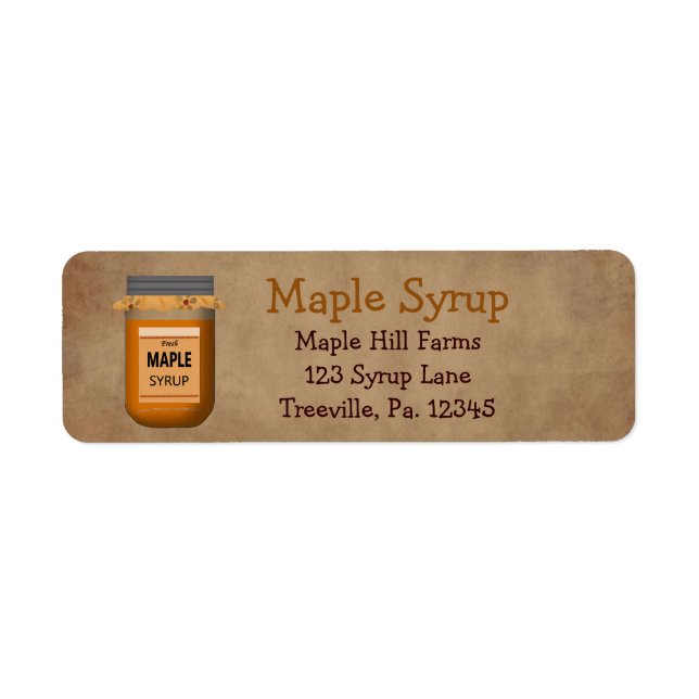 Maple Syrup Label Small Returadress Etikett (Framsidan)