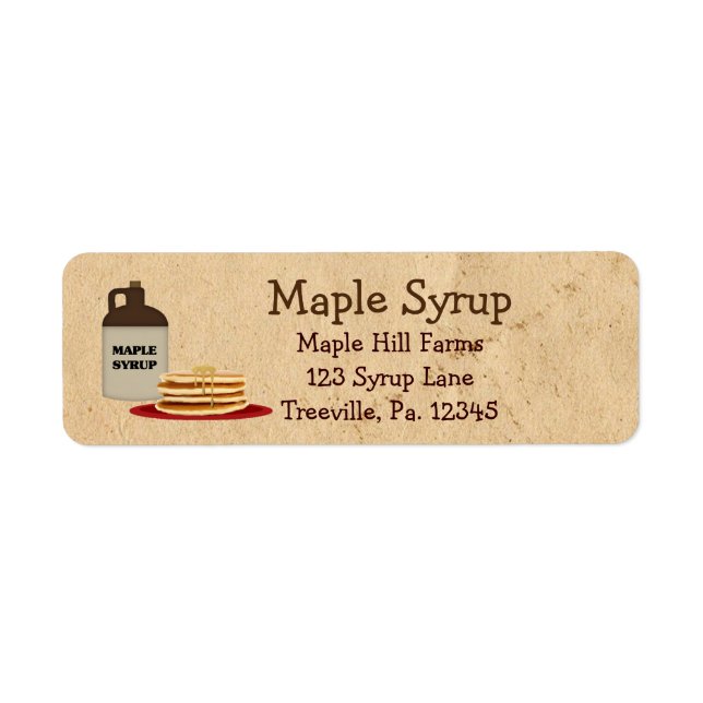 Maple Syrup Label Small Returadress Etikett (Framsidan)