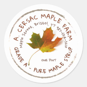 Maple Syrup Maple Löv Rustic Editable Label Runt Klistermärke