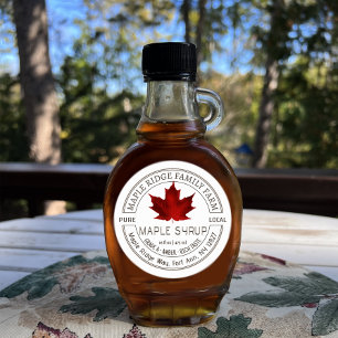 Maple Syrup med Red Löv Pure Local Label Runt Klistermärke