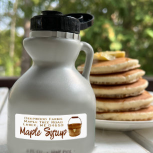 Maple Syrup med sap Bucket Plastic Jug Label Returadress Etikett