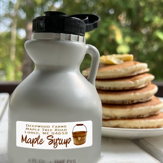 Maple Syrup med sap Bucket Plastic Jug Label Returadress Etikett (Skapare uppladdad)