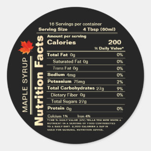 Maple Syrup Nutrition Facts Red Sugar Maple Löv Runt Klistermärke