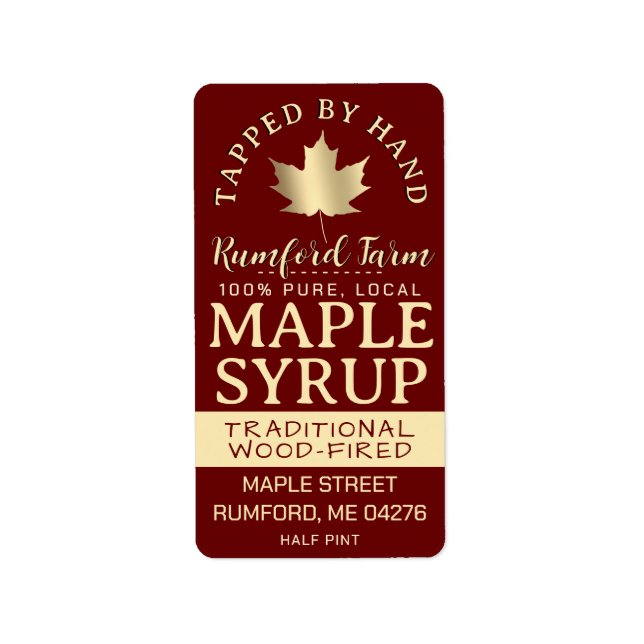 Maple Syrup på Adress eller Shipping Label Red Löv Adressetikett (Framsidan)