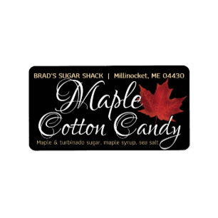 Maple Syrup Product Candy Label Black Red Löv Adressetikett