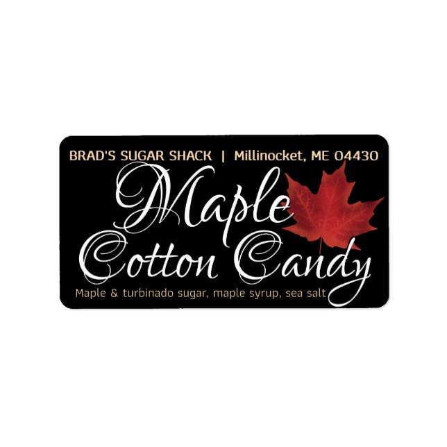 Maple Syrup Product Candy Label Black Red Löv Adressetikett (Framsidan)