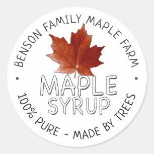 Maple Syrup Product Label 100 % PURE - MÄN AV TRÄD Runt Klistermärke