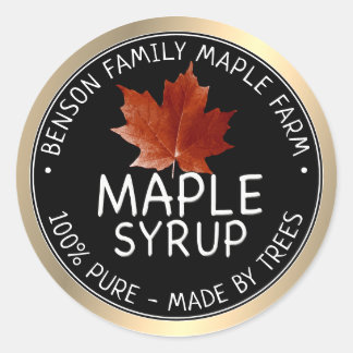Maple Syrup Product Label 100 % PURE - MÄN AV TRÄD Runt Klistermärke