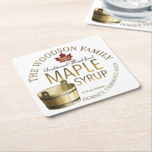 Maple Syrup Promoting Underlägg med Guld Bucket Papper Kvadrat