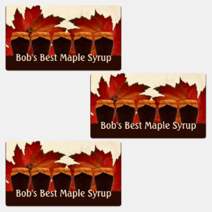 Maple Syrup Rectangle Food Label Klistermärke
