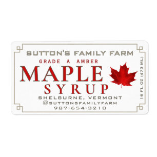 Maple Syrup Red Sugar Maple Löv & Vintage Gräns Fraktsedel