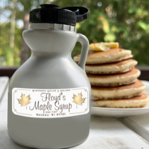 Maple Syrup Return-adressetikett Storleka Guld Löv Returadress Etikett