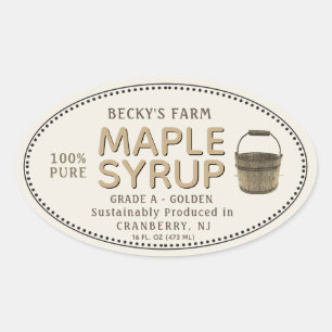 Maple Syrup Sap Bucket Gräns Oval Sticker Ovalt Klistermärke