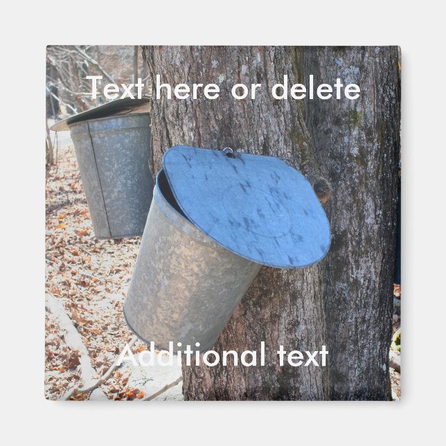 Maple Syrup Sap Buckets Nature Personalized Magnet (Framsidan)