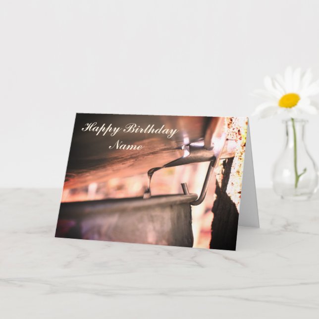 Maple Syrup Sap Runing Personlig Birthday Card Kort (Liten växt)