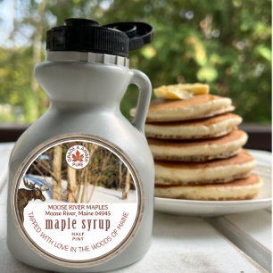 Maple Syrup Skogen Moose Bucket Maple Löv Grunge Runt Klistermärke