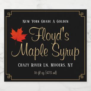 Maple Syrup State Namn Black Label Ölflaska Etikett