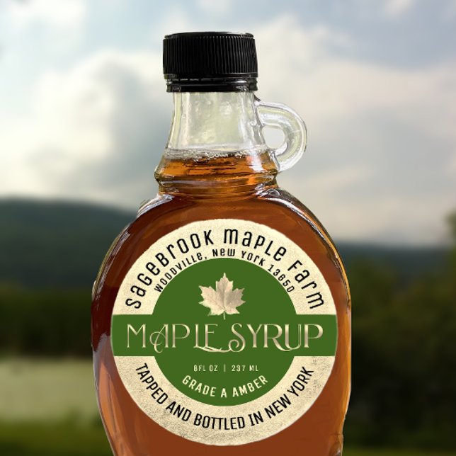 MAPLE SYRUP STATE NAMN ETIKETT GULD & GRÖNT (Skapare uppladdad)