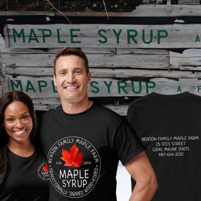 Maple Syrup T-shirt Chalkboard Text Red löv Black (Skapare uppladdad)