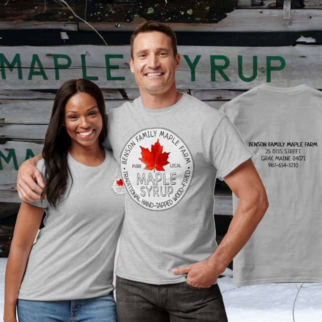 Maple Syrup T-shirt White Chalkboard Text Red löv (Skapare uppladdad)
