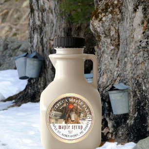 Maple Syrup Tcap Träd Maple Löv Guld Gräns Runt Klistermärke