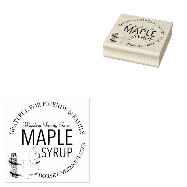 Maple Syrup Thankup for Family and Friends Label Stämpel (Stämplad)