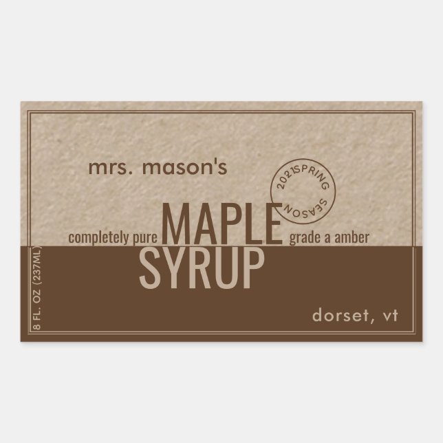 MAPLE SYRUP VÅR SEASON KRAFT OCH BROWN ETIKETT (Framsida)