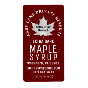 Maple Syrup White Löv Red Shipping Label Storlek Fraktsedel